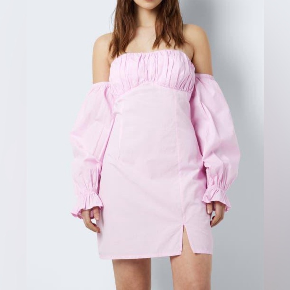 Noisy May Chiara Off the Shoulder Long Sleeve Cotton Minidress